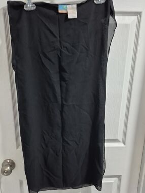 Classic Black Sheer Swimsuit Overlay Midi Skirt